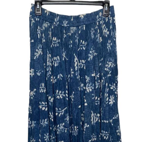 Phool Maxi Skirt Size Medium 100% Cotton Long Flowy Skirt Blue Floral Print - Picture 3 of 8